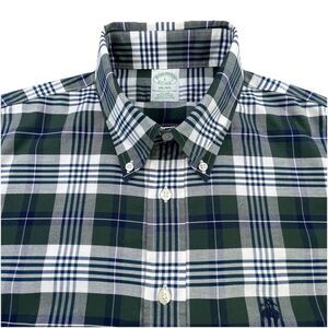 Brooks Brothers Milano Shirt Large Plaid Button Down Supima Cotton Long Sleeve
